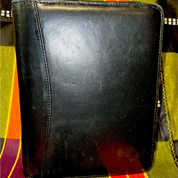 Franklin Covey Black Leather Compact Binder Only - Picture 1 of 16